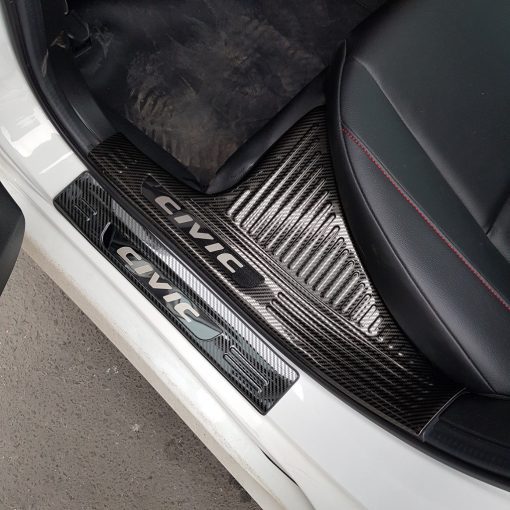 Ốp bậc cửa, Nẹp bước chân trong ngoài CARBON Xe Honda Civic 2016- 2021, 2022, 2023 vân cacbon cao cấp - Hình ảnh 13