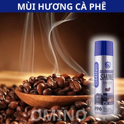 Xịt Dưỡng Bóng Nội Thất, Ghế Da Ô Tô Hương Cafe OMINO M96 500ml - Chính Hãng Omino Vietnam