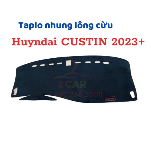 Thảm taplo nhung xe Hyundai Custin 2023 2024 - Mẫu lông cừu cao cấp , Hàng 3 lớp có đế có chống trượt, che nắng tốt