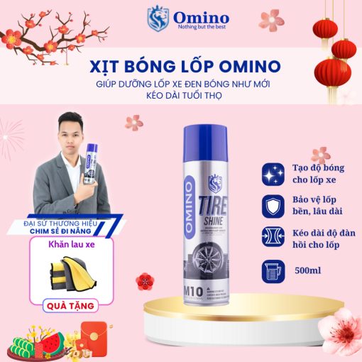 Xịt Dưỡng Bóng Vỏ Lốp Ô Tô OMINO M10 500ml, Phục Hồi Lốp Xe, Nhựa Đen - Chính Hãng Omino Vietnam - Hình ảnh 2