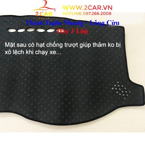 Thảm taplo nhung xe Hyundai Custin 2023 2024 - Mẫu lông cừu cao cấp , Hàng 3 lớp có đế có chống trượt, che nắng tốt - Hình ảnh 4