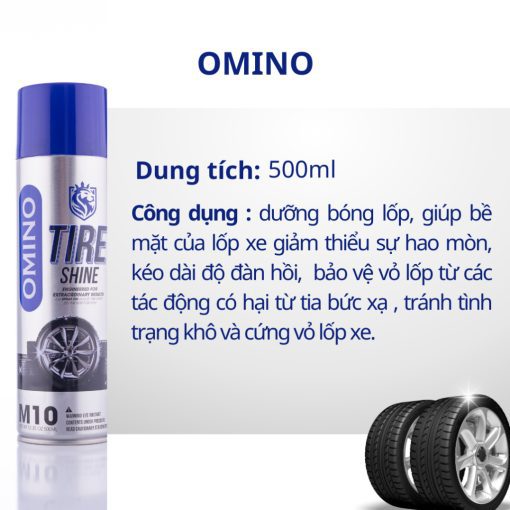 Xịt Dưỡng Bóng Vỏ Lốp Ô Tô OMINO M10 500ml, Phục Hồi Lốp Xe, Nhựa Đen - Chính Hãng Omino Vietnam - Hình ảnh 5