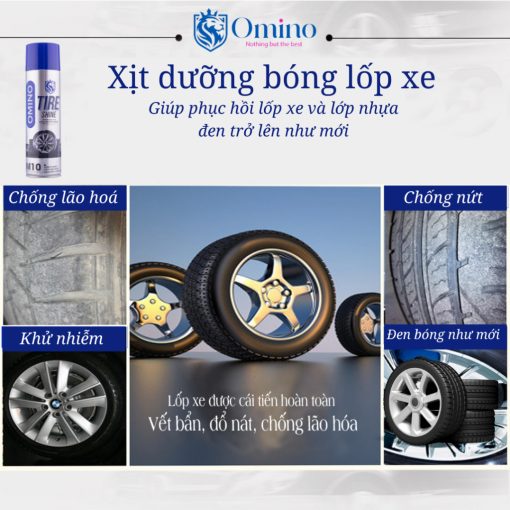 Xịt Dưỡng Bóng Vỏ Lốp Ô Tô OMINO M10 500ml, Phục Hồi Lốp Xe, Nhựa Đen - Chính Hãng Omino Vietnam - Hình ảnh 6