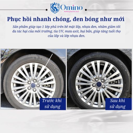 Xịt Dưỡng Bóng Vỏ Lốp Ô Tô OMINO M10 500ml, Phục Hồi Lốp Xe, Nhựa Đen - Chính Hãng Omino Vietnam - Hình ảnh 9