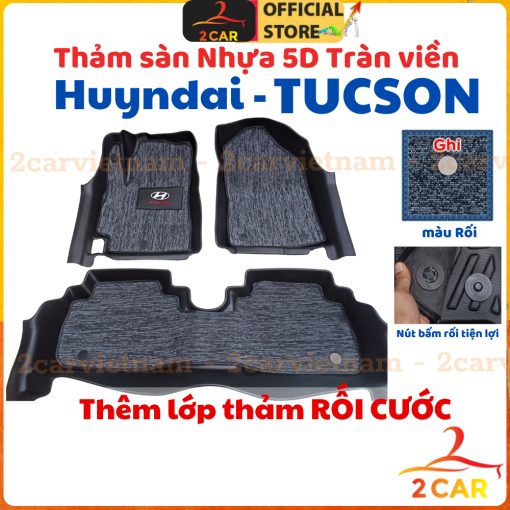 Thảm lót sàn NHỰA 5D xe Hyundai Tucson 2019- 2022 2023 2024+ - Thảm nhựa TPE đúc khuyên khối cao cấp, dễ vệ sinh lau rửa