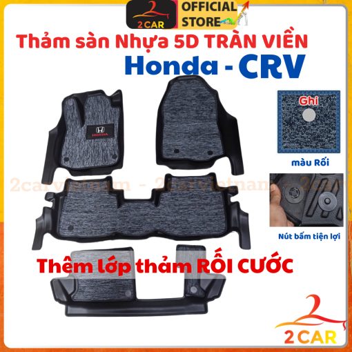 Thảm Sàn NHỰA 5D đúc nguyên khối dành cho xe Honda CRV đời 2018- 2023- 2024- 2025 Không mùi, không thấm nước