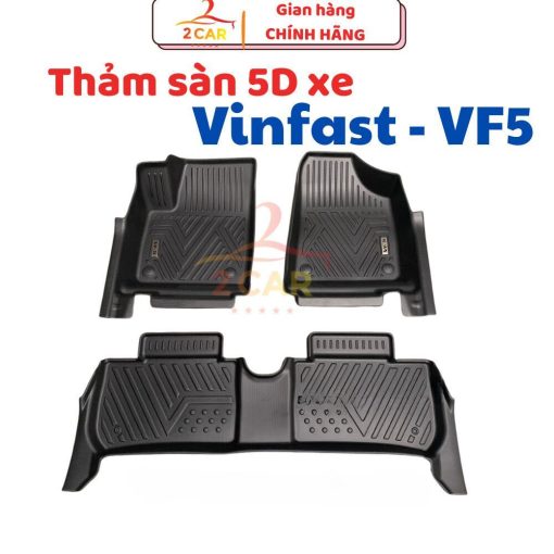 Thảm lót sàn NHỰA 5D xe VINFAST VF5 Hàng Nhựa đúc nguyên khối TPE TRÀN VIỀN, siêu bền, không thấm nước, dễ vệ sinh - Hình ảnh 3