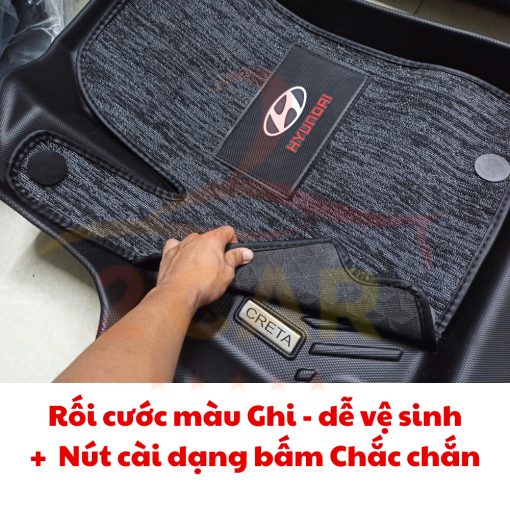 Thảm lót sàn NHỰA 5D xe Huyndai Creta 2022 2023 2024+ Nhựa đúc TRÀN VIỀN nguyên khối, chât liệu nhựa dẻo, chống thấm nước - Hình ảnh 3