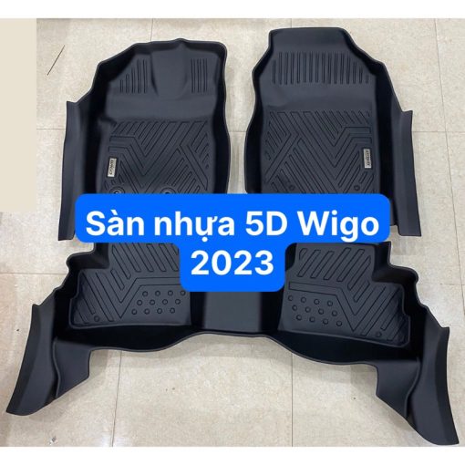 Thảm lót sàn NHỰA 5D xe Toyota WIGO 2023 2024 - Mẫu Nhựa TRÀN VIỀN không mùi, dễ vệ sinh - Hình ảnh 4