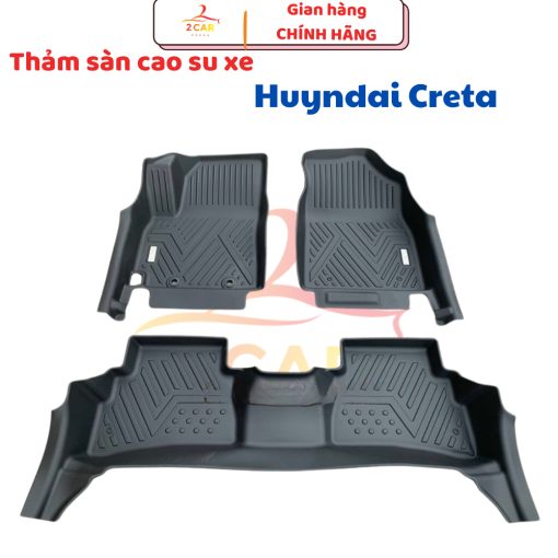 Thảm lót sàn NHỰA 5D xe Huyndai Creta 2022 2023 2024+ Nhựa đúc TRÀN VIỀN nguyên khối, chât liệu nhựa dẻo, chống thấm nước - Hình ảnh 4