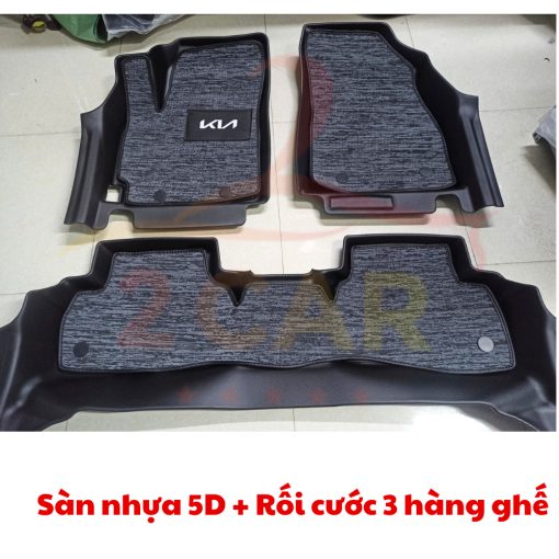 Thảm lót sàn NHỰA 5D xe Kia Seltos 2018 đến 2024 đúc nguyên khối TRÀN VIỀN - 3 tấm/bộ,không mùi, dễ vệ sinh - Hình ảnh 5