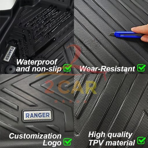 Thảm lót sàn TPE NHỰA 5D xe Ford Everest đời 2017- 2023, 2024 đúc nguyên khối TRÀN VIỀN BẬC CỬA - Hình ảnh 10